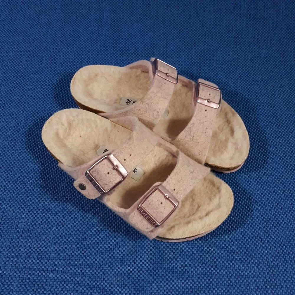 Birkenstock Arizona Shearling Sandals Slides Kids Girls Size 12 Pink Fuzzy